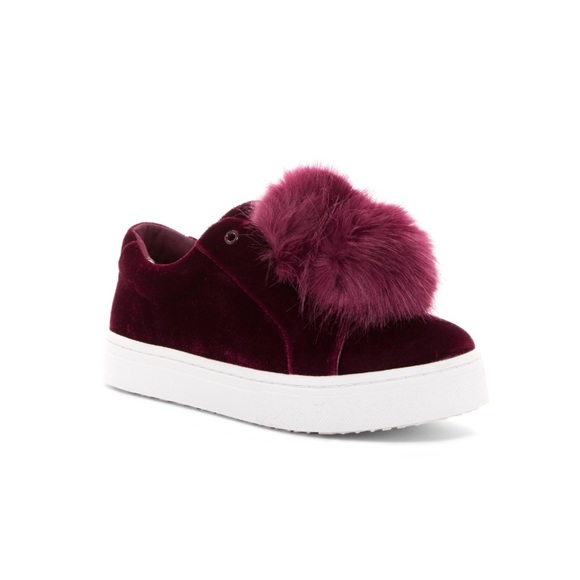 Sam Edelman Shoes - SAM EDELMAN Leya sneaker w/fur pom burgundy SZ 9.5